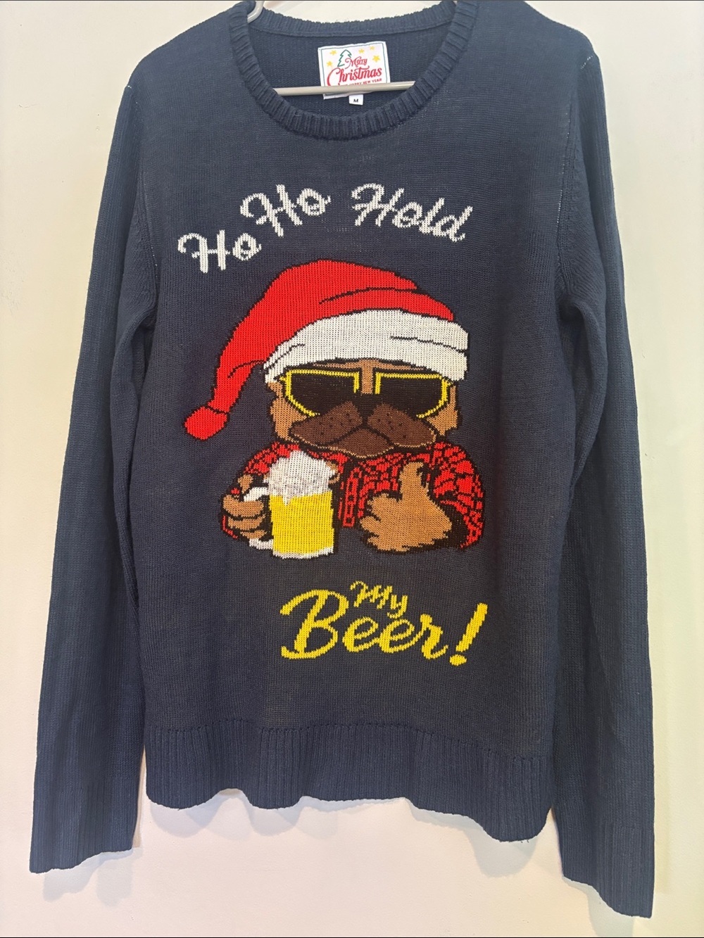 Ho Ho Hold My Beer! Men's Holiday Sweater - Navy